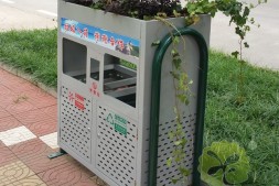 广西桂林户外养花容器镂空分类钢制垃圾箱