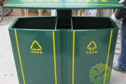 广西钦州户外物业小区军绿色分类钢制垃圾箱