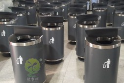 广西梧州户外圆柱形单筒钢制垃圾桶