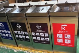 钦州商场新款组合式有盖不锈钢分类垃圾桶