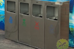 广西景区广场本色不锈钢分类垃圾桶